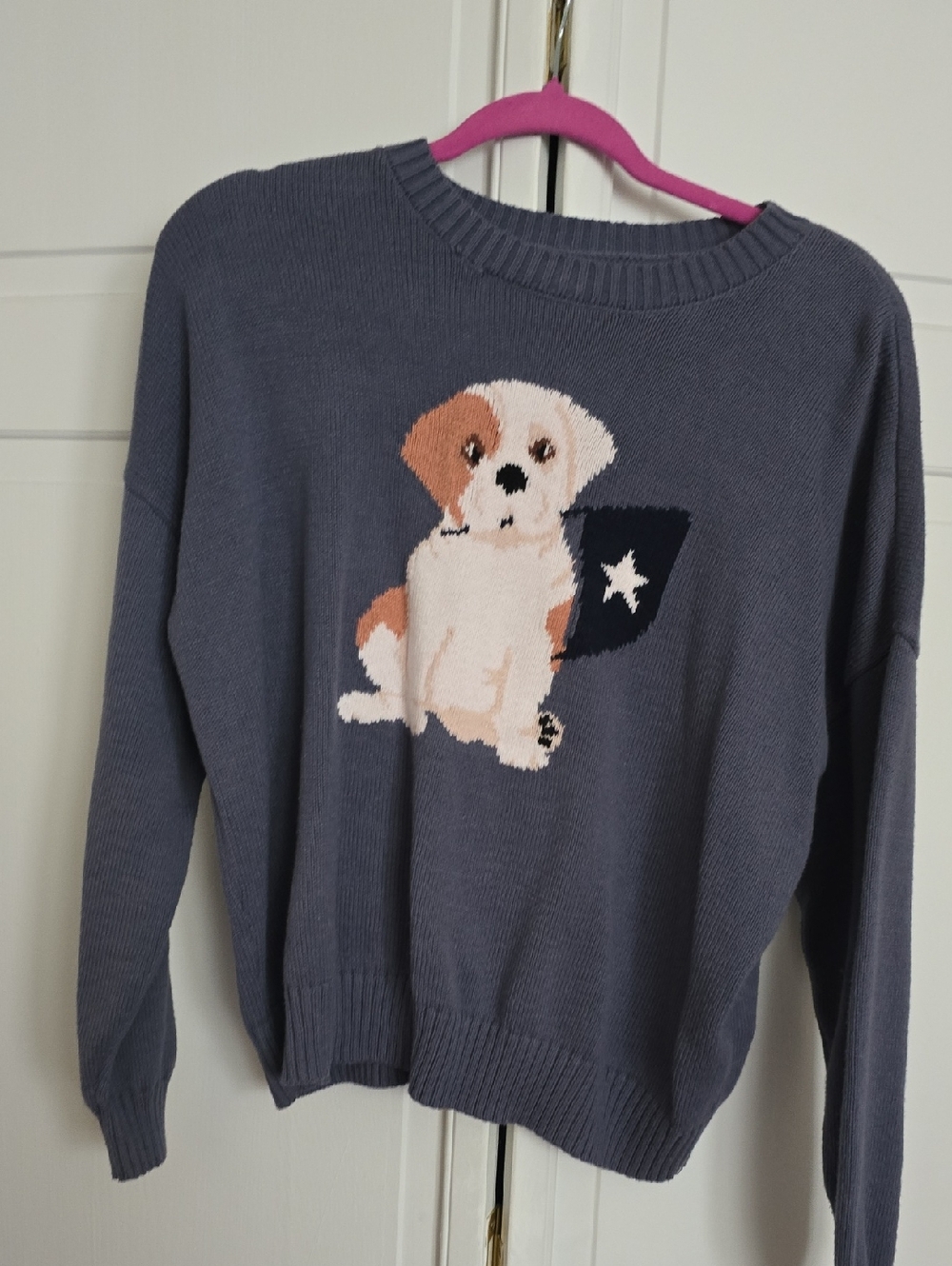 Hollister Gray Knit Dog Sweater Womens medium